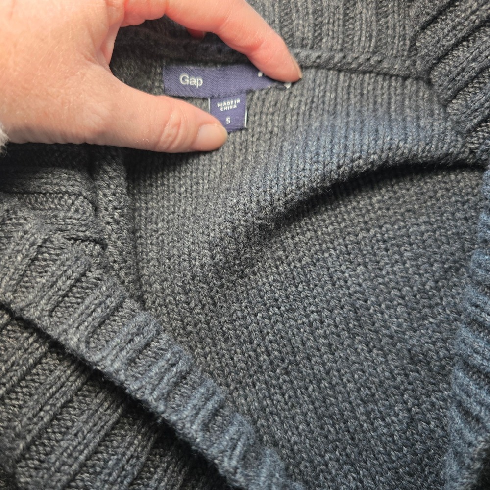 Gap Women Charcoal Cable Knit Sleeveless Cardigan Shawl Collar Pockets Y2K Small - Picture 6 of 7